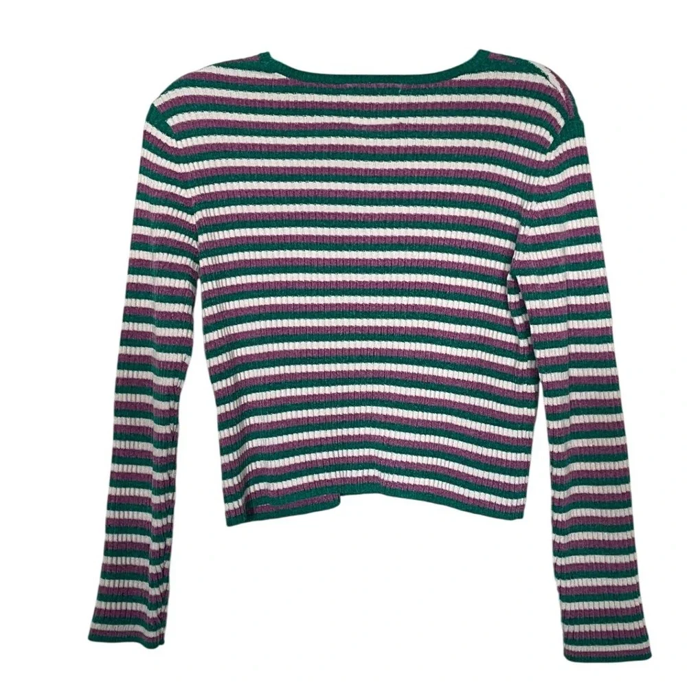 Zara Kids Girls Striped Long Sleeve Chunky Sweater Green Purple‎ 13-14 years Y2K